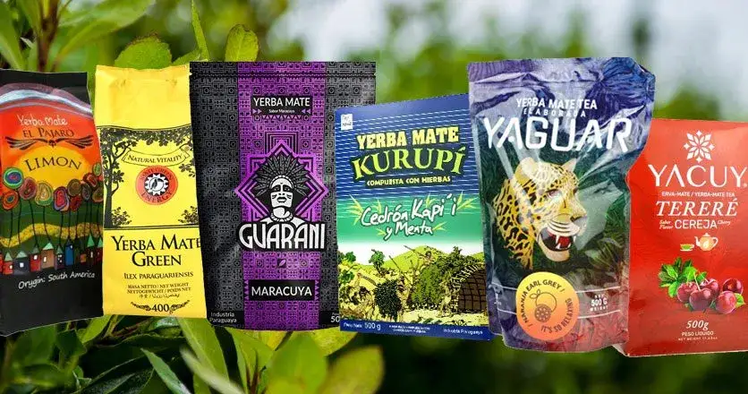 Różne rodzaje yerba mate opakowania