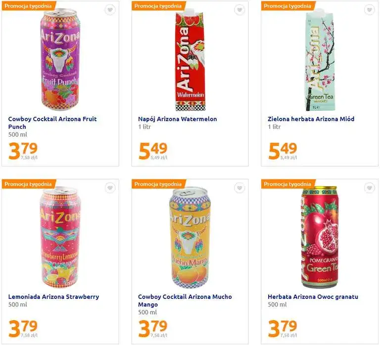 Puszki napojów Arizona różnych smaków