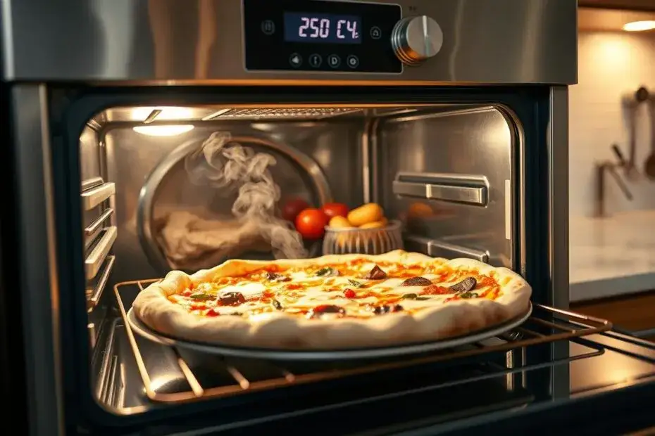 nagrzany piekarnik i pizza na kratce
